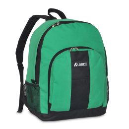 Everest BP2072-EMGRN-BK Backpack with Front & Side Pockets - Emerald Green & Black