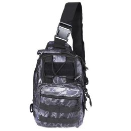 Tactical Military Sling Shoulder Bag Molle Outdoor Daypack Backpack with Adjustable Strap&#44; Black Python