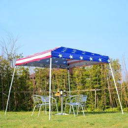 Online Gym Shop CB16876 Outdoor Slant Leg Pop-Up Canopy Tent - American Flag - 10 x 10 ft.