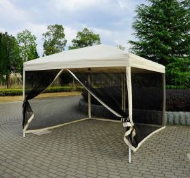 CB16285 10 x 10 ft. Outdoor Easy Pop Up Canopy Tent with Mesh Side Walls - Tan
