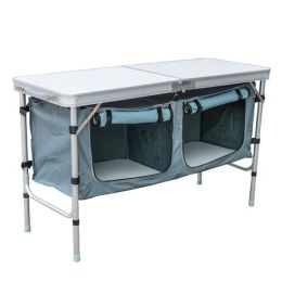 CB15550 47 in. Aluminum Camping Folding Camp Table with Carrying Handle & Storage