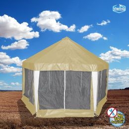 King Canopy HEX1313TW 13 x 13 ft. Hexagon Canopy with Tan & White Cover