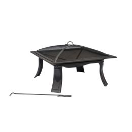Blue Wave NU6918 26 in. All-Weather Outdoor Riverside Square Fire Pit&#44; Black