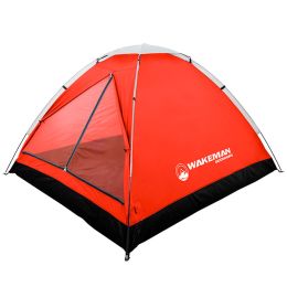 Wakeman 75-CMP1021 2-Person Tent&#44; Water Resistant Dome Tent for Camping With Removable Rain Fly & Carry Bag&#44; Red & Gray