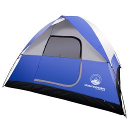 Wakeman Outdoors 75-CMP1018 6-Person Tent&#44; Water Resistant Dome Tent for Camping with Removable Rain Fly & Carry Bag - Blue