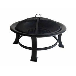 30 in. Four Seasons Courtyard Wood Burning Fire Pit&#44; Black