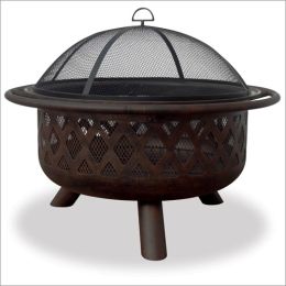 Endless Summer  32in Wide Oil Rubbed Bronze Firebowl With Criss-Cross Design