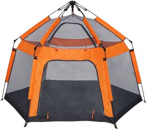 3-4 Person Camping Instant Pop-up Tent, Sun Shelter Waterproof Double Layer 4 Seasons Lightweight Tent for Hiking, Fishing, Beach