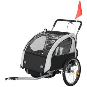 2-Seat Elite 360 Swivel Bike Trailer for Kids Bicycle Cargo Trailer with Water-Resistant Windows, Black and White (Option: Black-850x230x730 mm)