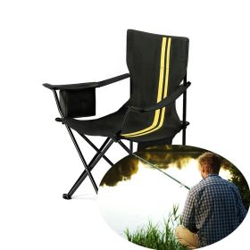 Folding Camping Chair with Side Pocket for Fishing/Beach/Picnic (Color: Black, Type: Camping Chairs)