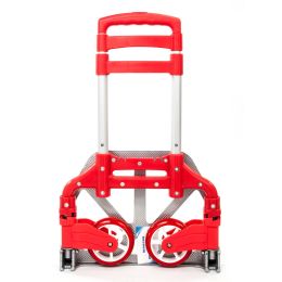 Portable Aluminium Cart Folding Dolly Push Truck Hand Collapsible Trolley Luggage Purple (Color: Red)