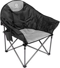 Outdoor Camping Chair Folding Chair Black (Color: Black)